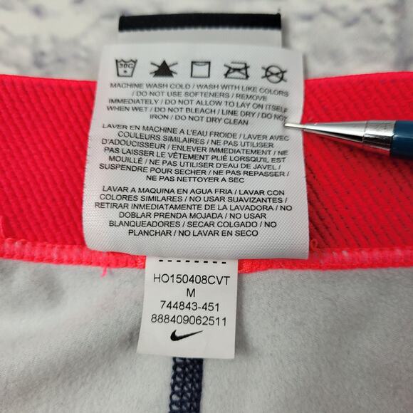 Nike Pro Dri-Fit Purple Geometric Print Pink Waistband Ankle Leggings sz Medium - Picture 10 of 10